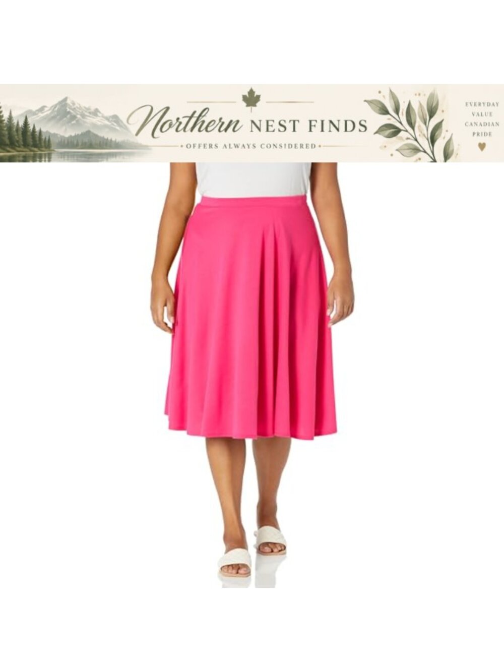 Ponte Midi Full Skater Skirt High Rise Elastic Waist Casual Party